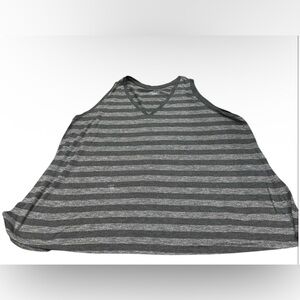 LANE BRYANT dark & light grey striped light weight v-neck tank top/ size 22/24